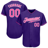 Custom Purple Pink-White Authentic Baseball Jersey
