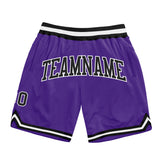 Custom Purple Black-White Authentic Throwback Basketball Shorts
