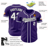 Custom Purple Black Pinstripe White-Gray Authentic Baseball Jersey