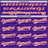 Custom Purple White-Red Authentic Throwback Baseball Jersey