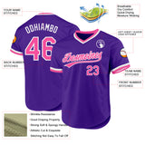 Custom Purple Pink-White Authentic Throwback Baseball Jersey