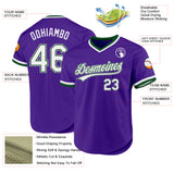 Custom Purple Green-Gray Authentic Throwback Baseball Jersey