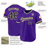 Custom Purple Black-Cream Authentic Throwback Baseball Jersey