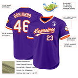 Custom Purple White-Orange Authentic Throwback Baseball Jersey