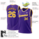 Custom Purple Gold-White Authentic Throwback Basketball Jersey