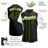 Custom Black White-Neon Green Authentic Raglan Sleeves Baseball Jersey