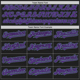 Custom Black Purple-Light Blue Authentic Raglan Sleeves Baseball Jersey