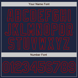 Custom Navy Red Authentic Raglan Sleeves Baseball Jersey