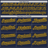 Custom Navy Gold Authentic Raglan Sleeves Baseball Jersey