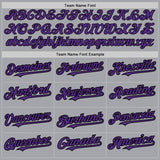 Custom Gray Purple-Black Authentic Raglan Sleeves Baseball Jersey