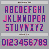 Custom Gray Purple-Pink Authentic Raglan Sleeves Baseball Jersey