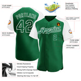 Custom Kelly Green White Authentic Raglan Sleeves Baseball Jersey