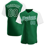 Custom Kelly Green White Authentic Raglan Sleeves Baseball Jersey