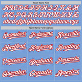 Custom Light Blue White-Red Authentic Raglan Sleeves Baseball Jersey