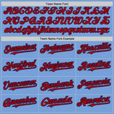 Custom Light Blue Red-Navy Authentic Raglan Sleeves Baseball Jersey