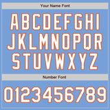 Custom Light Blue White-Orange Authentic Raglan Sleeves Baseball Jersey