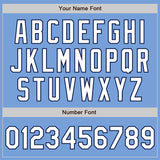 Custom Light Blue White-Navy Authentic Raglan Sleeves Baseball Jersey