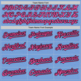 Custom Light Blue Pink-Black Authentic Raglan Sleeves Baseball Jersey
