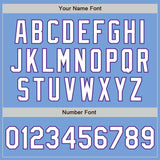 Custom Light Blue White-Purple Authentic Raglan Sleeves Baseball Jersey
