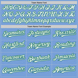 Custom Light Blue White-Kelly Green Authentic Raglan Sleeves Baseball Jersey