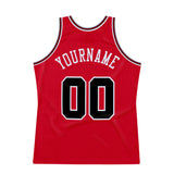 Custom Red Black-Red Authentic Throwback Basketball Jersey