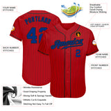 Custom Red Black Pinstripe Royal-Black Authentic Baseball Jersey