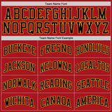 Custom Red Black-Gold Authentic Throwback Basketball Jersey