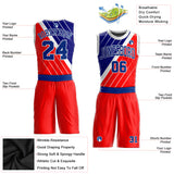 Custom Red Royal-White Round Neck Sublimation Basketball Suit Jersey