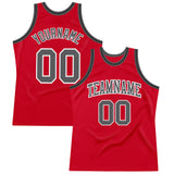 Custom Red Steel Gray-Black Authentic Throwback Basketball Jersey