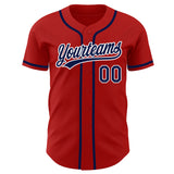 Custom Red Navy-White Authentic Baseball Jersey