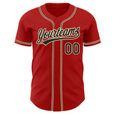 Custom Red Black-City Cream Authentic Baseball Jersey