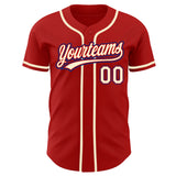 Custom Red Cream-Royal Authentic Baseball Jersey