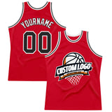 Custom Red Black-White Authentic Throwback Basketball Jersey