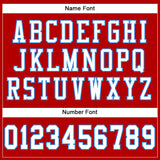 Custom Red White-Powder Blue Mesh Authentic Football Jersey
