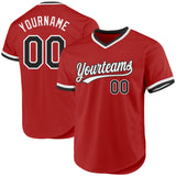 Custom Red Black-White Authentic Throwback Baseball Jersey