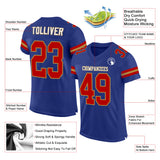 Custom Royal Red-Old Gold Mesh Authentic Football Jersey