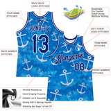 Custom Royal Royal-White 3D Pattern Design Anchors Authentic Basketball Jersey