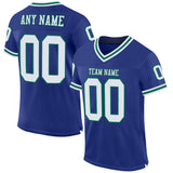 Custom Royal White-Kelly Green Mesh Authentic Throwback Football Jersey