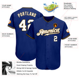 Custom Royal White Old Gold-Black Authentic Baseball Jersey