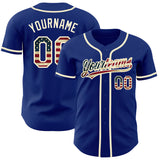 Custom Royal Vintage USA Flag-Cream Authentic Baseball Jersey