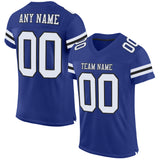 Custom Royal White-Black Mesh Authentic Football Jersey