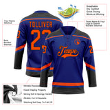 Custom Royal Orange-Black Hockey Lace Neck Jersey