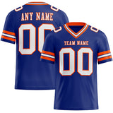 Custom Royal White-Orange Mesh Authentic Football Jersey