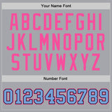 Custom Gray Light Blue-Pink Authentic Throwback Basketball Jersey