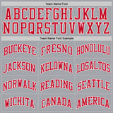 Custom Gray Red-White Authentic Throwback Basketball Jersey