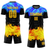 Custom Figure Gold-Royal Sublimation Soccer Uniform Jersey