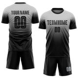 Custom Gray Black Sublimation Fade Fashion Soccer Uniform Jersey