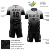Custom Gray Black Sublimation Fade Fashion Soccer Uniform Jersey