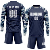 Custom Navy White-Camo Sublimation Soccer Uniform Jersey