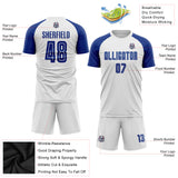 Custom White Royal Sublimation Soccer Uniform Jersey